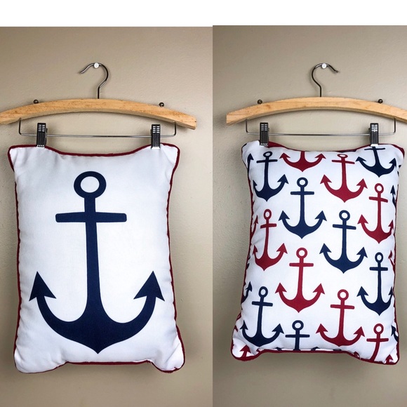 Other - Nautical Anchor Accent Throw Pillow Red White Blue